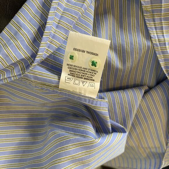 Tommy Hilfiger Slim-fit Men Button Front Stripe Shirt Blue Size L/16 32/33 - Picture 5 of 10